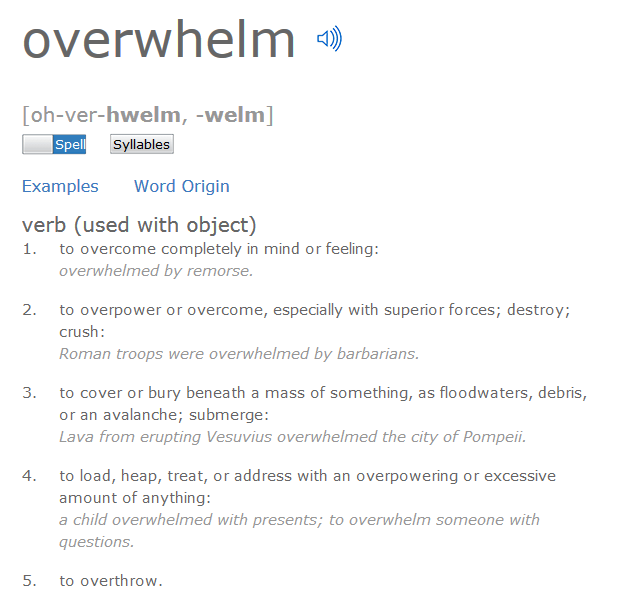 Overwhelmed Definition Sentence